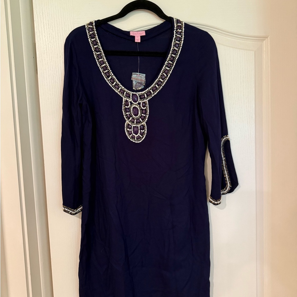 Lilly Pulitzer Navy Tunic with Silver Embellishments